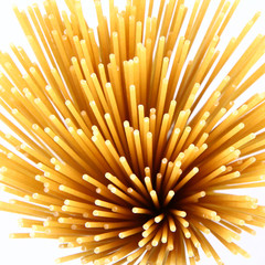Raw spaghetti in close up from above