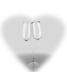Two Champagne Glasses in Love