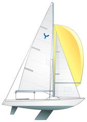 Sailboat. Yngling (keelboat) class