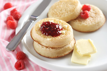 Crumpets with Jam
