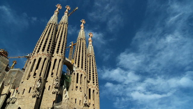 Time-lapse Clouds over Sagrada Familia Church, Spain
