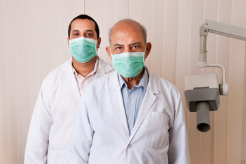 Fototapeta na wymiar Two Asian / Indian doctors or dentists