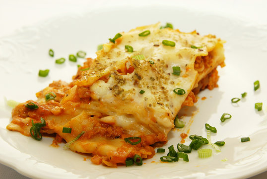fresh lasagna with ragu sauce