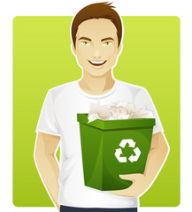Eco-friendly man sorting a trash