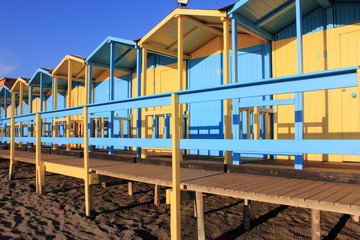 Bathing boxes on the beach
