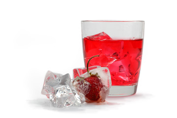 Strawberry drink with ice