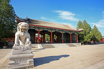stone lion before yuanmingyuan in beijing