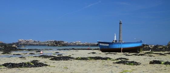 Fototapeta na wymiar Latarnia morska, Wyspa, virgin, kadłub, łód¼, Finistere, Bretania