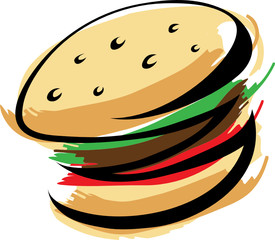 Black burger isolated on white