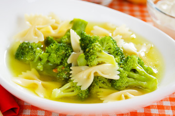 Broccoli and noodle soup