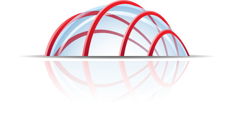 Glass dome with red lines isolated on white © cidepix