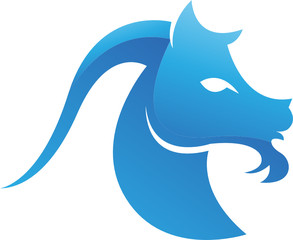 Blue glossy goat isolated on white