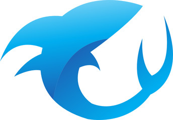 Fototapeta premium Glossy blue shark isolated on white