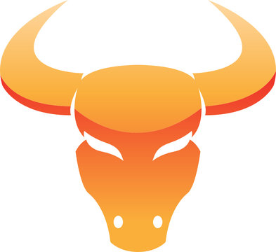 Glossy orange bull isolated on white