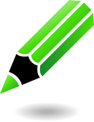 Green and black pencil isolated on white