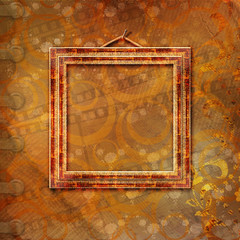Wooden frame in Victorian style on the abstract ancient backgro