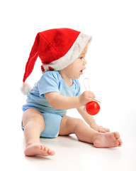 toddler with Santa's hat