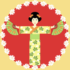 japanese girl with fans