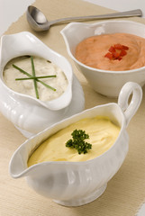 Assorted sauces.