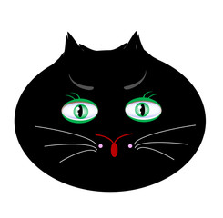 Symbol black cat, object white isolated