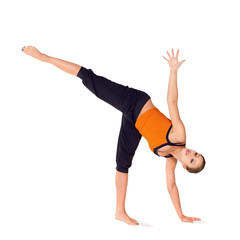 Fit Attractive Woman Practicing Yoga Exercise