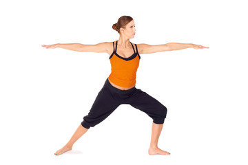 Fototapeta na wymiar Fit Attractive Woman Practicing Yoga Exercise