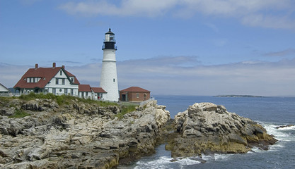 Fototapeta na wymiar the Lighthouse at Cape Elizabeth, Maine, Usa