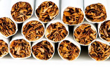 Smoking cigarettes isolated on the white background