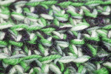 green, white and black knit texture woolen threads