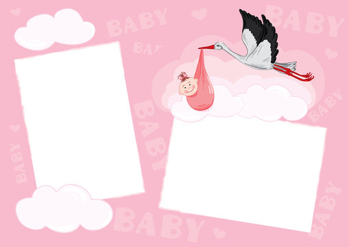 Template - photo frame for baby (girl)