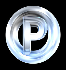 parking symbol in glass (3d)