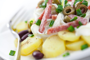 Potato salad with salami