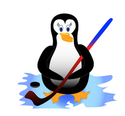 Penguins hockey player, object isolated, vector.