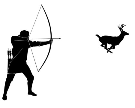 Hunting for a deer with onions on a white background