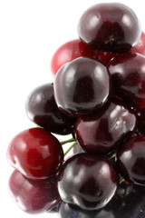 cerises rouges, fond blanc