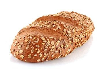 Bread with sunflower seeds isolated on white