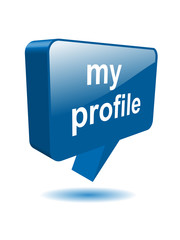 MY PROFILE Speech Bubble Icon (Web Button User Account Data 3D)