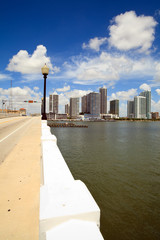 Miami Venetian Causeway Drawbridge and Biscayne Bay Skyline