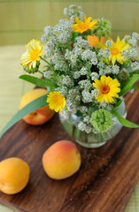 summer bouquet and apricots