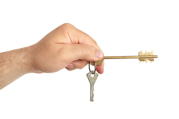 man's hand with lock key