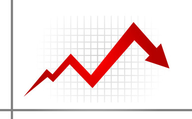 Economic recession illustration with graph and grid