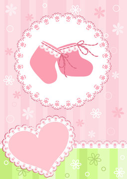Baby arrival card. Pink.