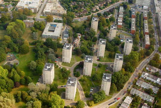 Birdseye view of multi-storey residential buildings