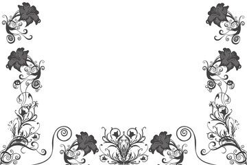 Obraz premium Schwarze Blumenornamente mit Platz für Text