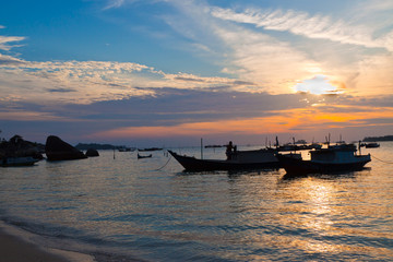 Bali Sunset with Fishing boats