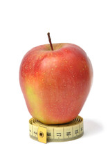 Apple and measuring tape