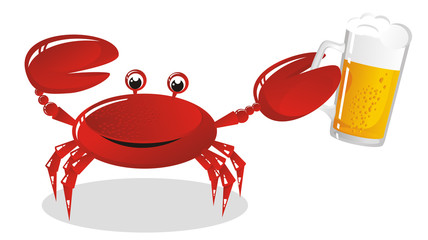 The crab holds a mug of light beer © alfaolga