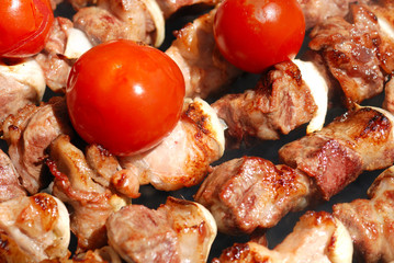 Meat slices prepare on fire
