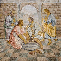 Naklejka premium Rome - mosaic - feet washing from