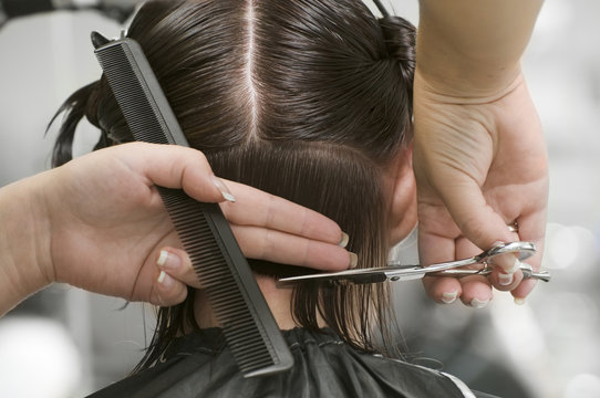 Woman at hair saloon